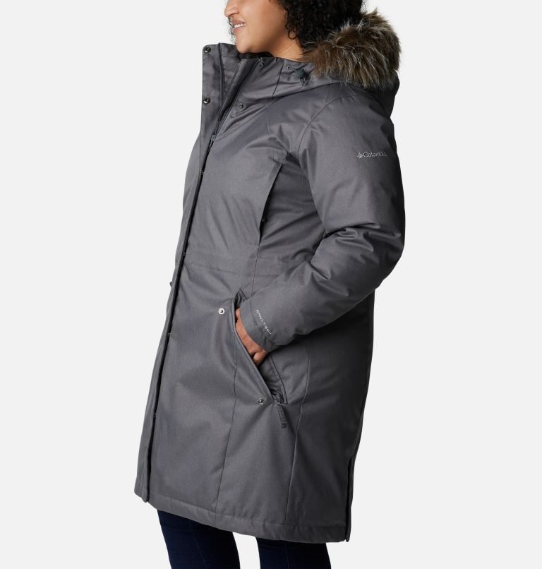 Women's Columbia Juniper Ridge Omni-Heat Infinity Down Parka Jackets Dark Grey | Plus Size CA-D681C